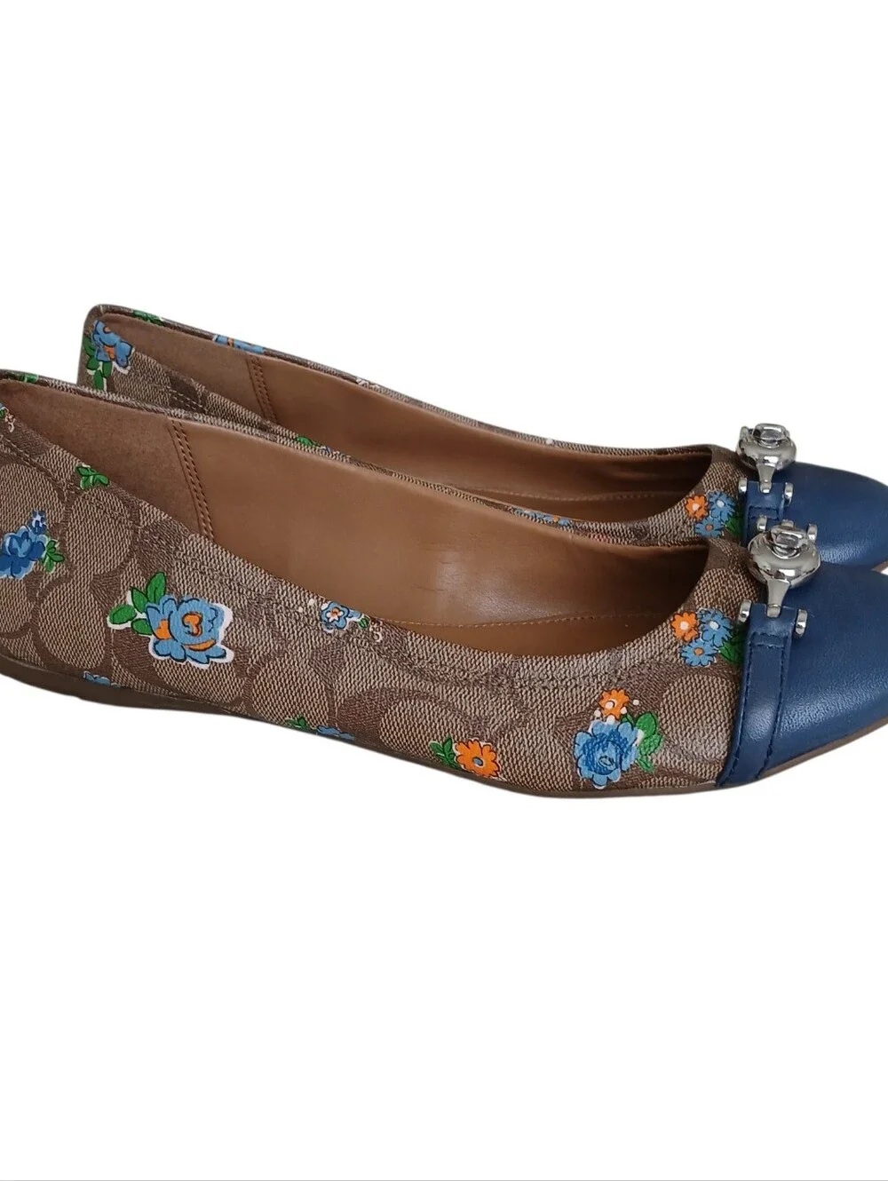 NWOT COACH Leila Signature Monogram Ballet Flats Women's 9.5 Leather Floral